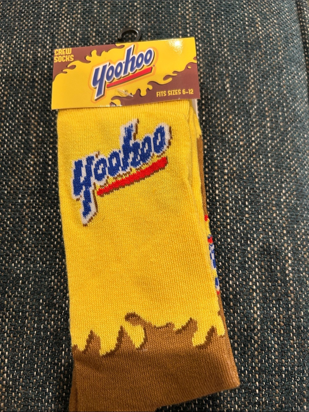 Yellow Crew Socks with Brown Accents